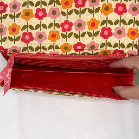 Vera Bradley Folkloric Travel Wallet Organizer Pink Green Floral Retired 2011 - Picture 5 of 11
